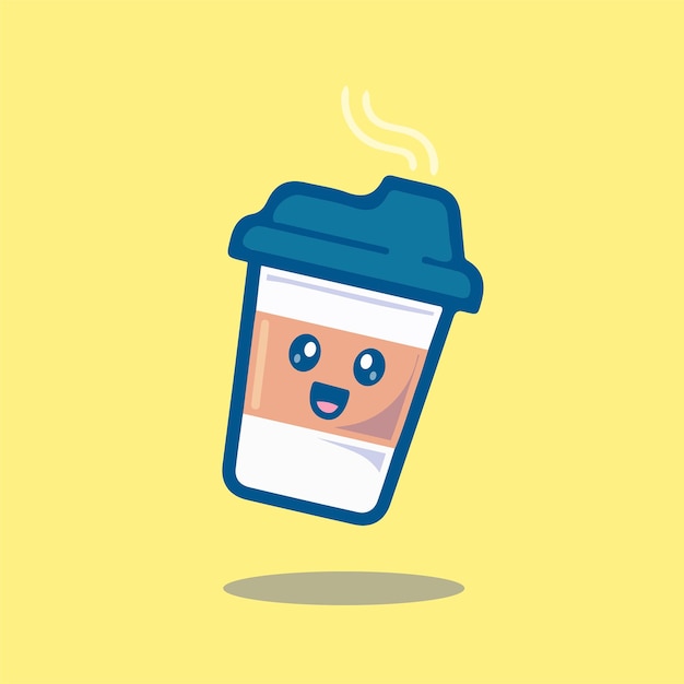 Coffee cup illustration vector cute food character clipart flat design