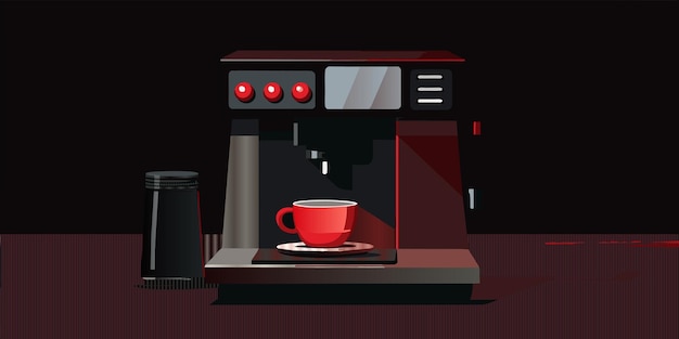 Vector a coffee cup is sitting on a coffee machine