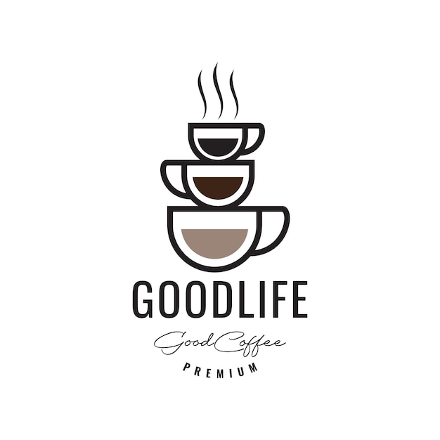 Premium Vector Coffee cup levels scent taste colored hipster logo