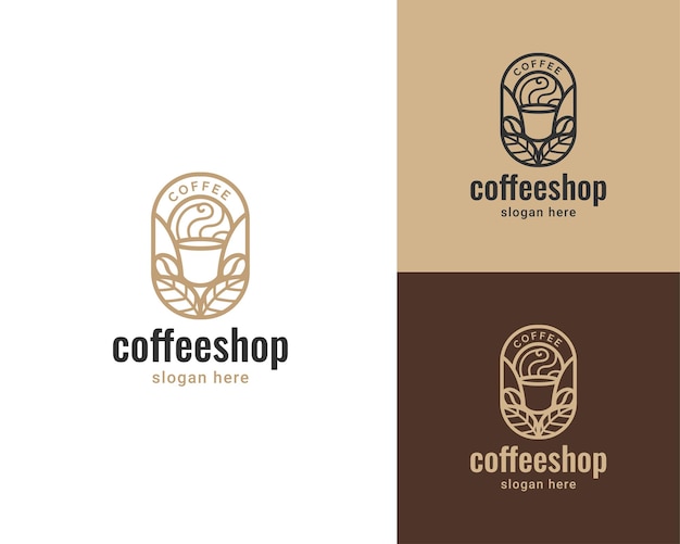 コーヒーカップラインアートのロゴ