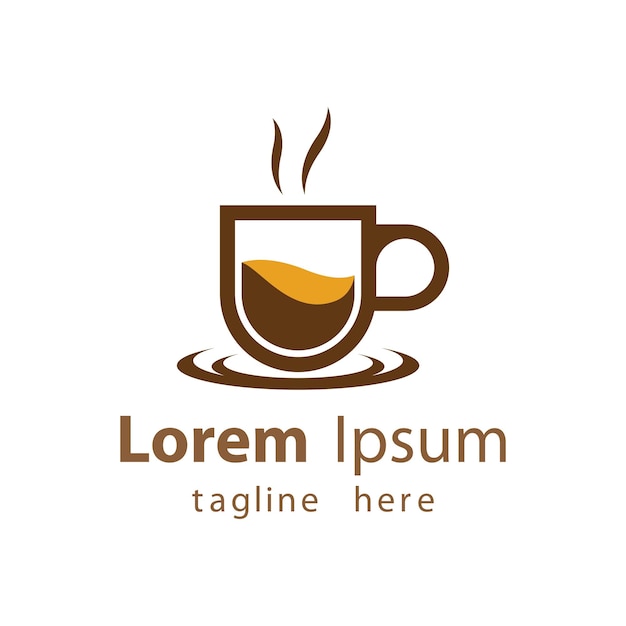 Progettazione dell'illustrazione delle immagini del logo della tazza di caffè