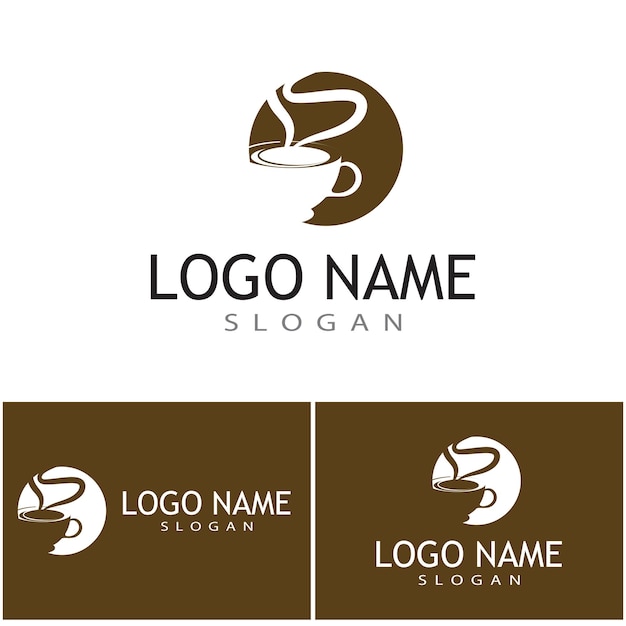 Чашка кофе логотип шаблон вектор икона дизайн
