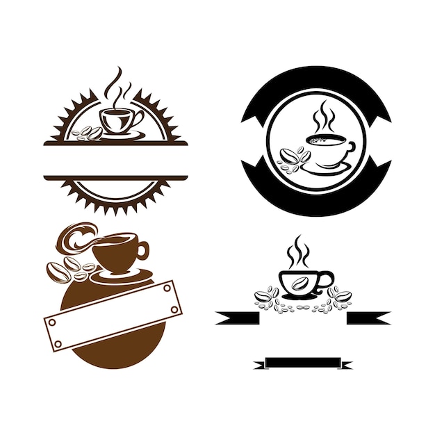 Чашка кофе логотип шаблон вектор икона дизайн