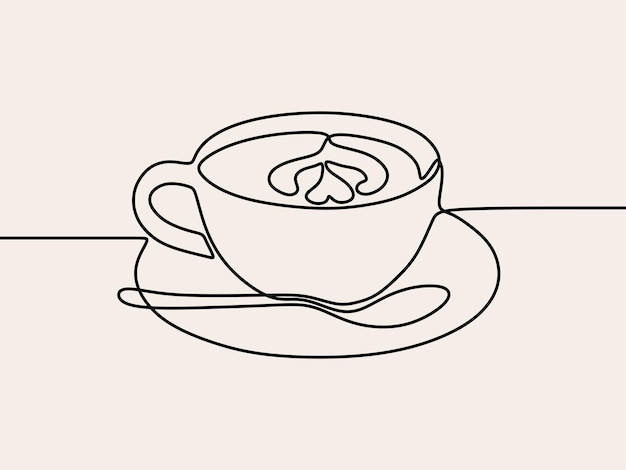 Coffee cup oneline continuous single editable line art