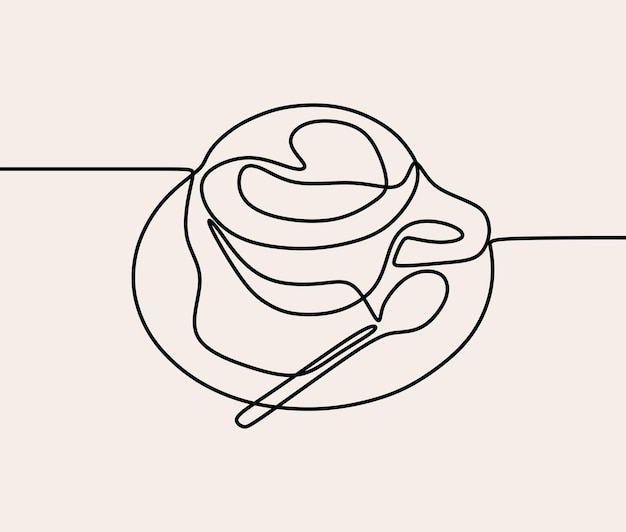Vector coffee cup oneline continuous single editable line art