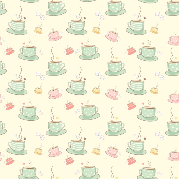 Coffee cup seamless pattern retro color