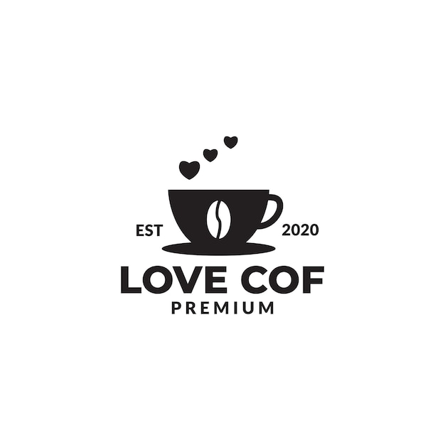 Coffee Cup Silhouette With Steam Love logo design for coffee shop and drink shop