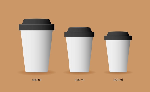 Coffee cup sizes isolated on background. Vector illustration