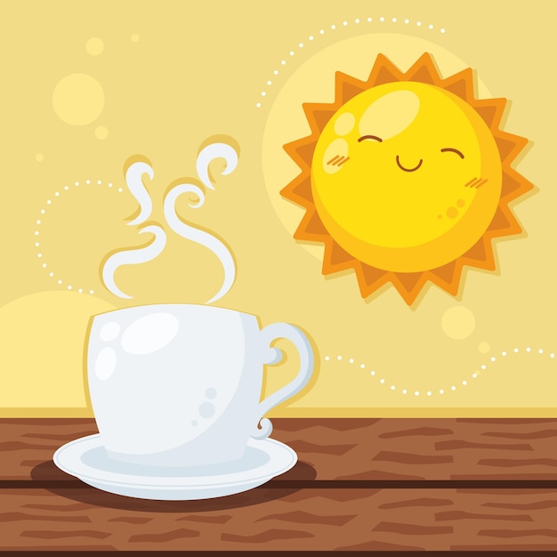 Tazza di caffè e carattere del sole