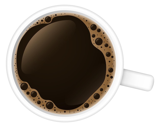 Coffee cup top view Realistic hot drink