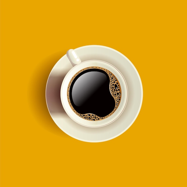 Vector coffee cup vector illustration isolated on yellow background