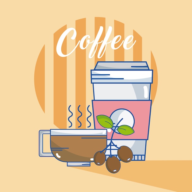 Coffee cup with beans vector illustration graphic design