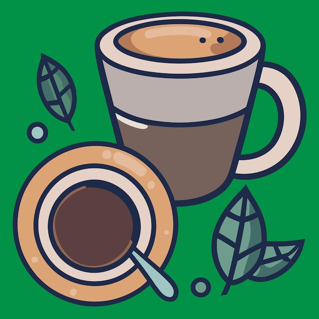 Coffee cup with coffee beans illustration