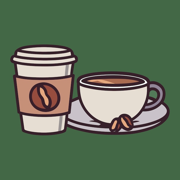 Coffee cup with coffee beans illustration