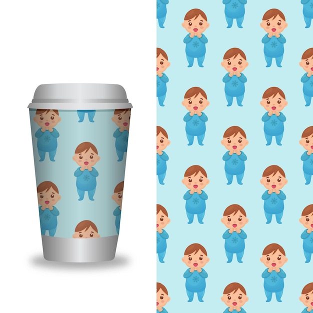 Coffee cup with patterns template