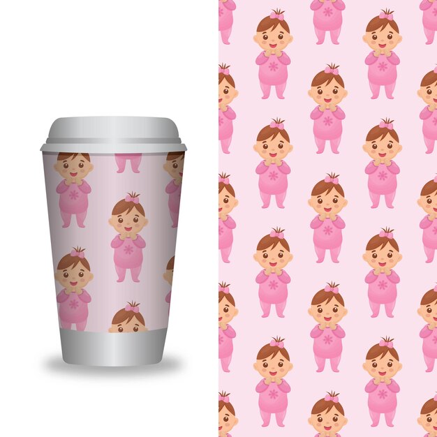 Coffee cup with patterns template