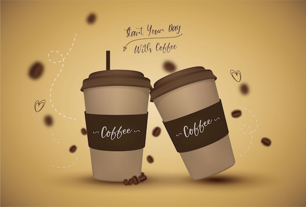 Vector coffee cup with quote