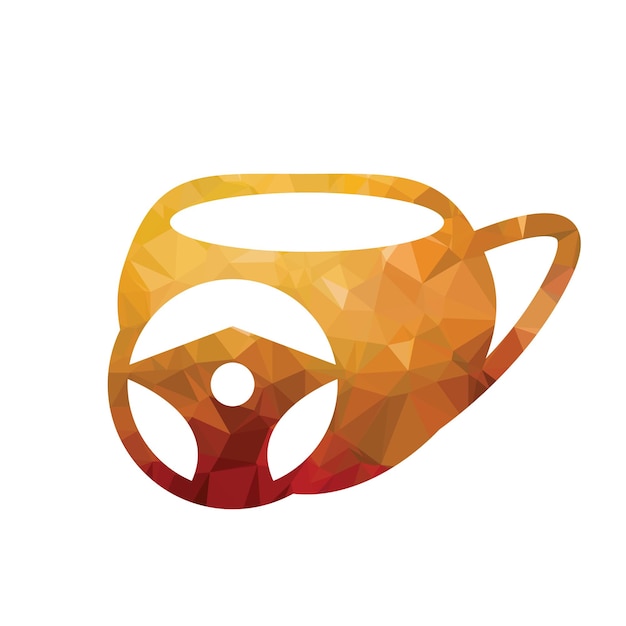 Tazza da caffè con icona del volante design piatto a colori illustrazione vettoriale