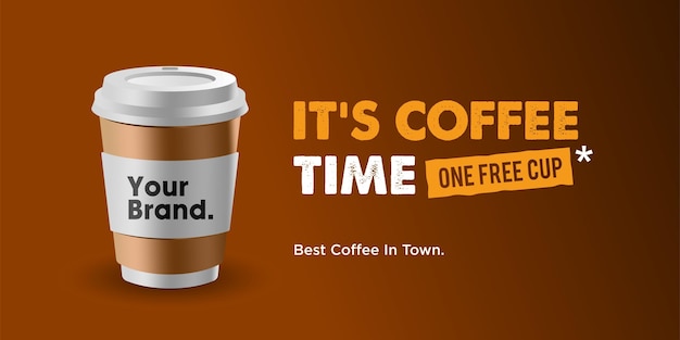 It's coffee time이라는 단어가 적힌 커피 컵.