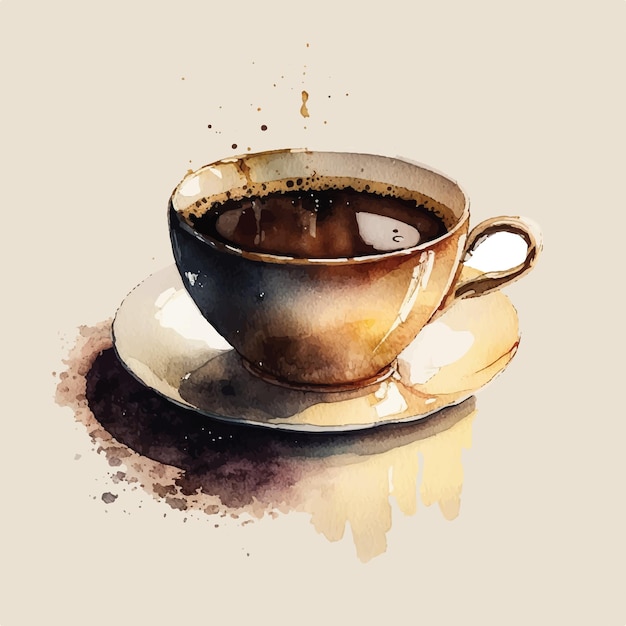 Vettore illustrazione delle tazze di caffè acquerello della tazza di caffè 3