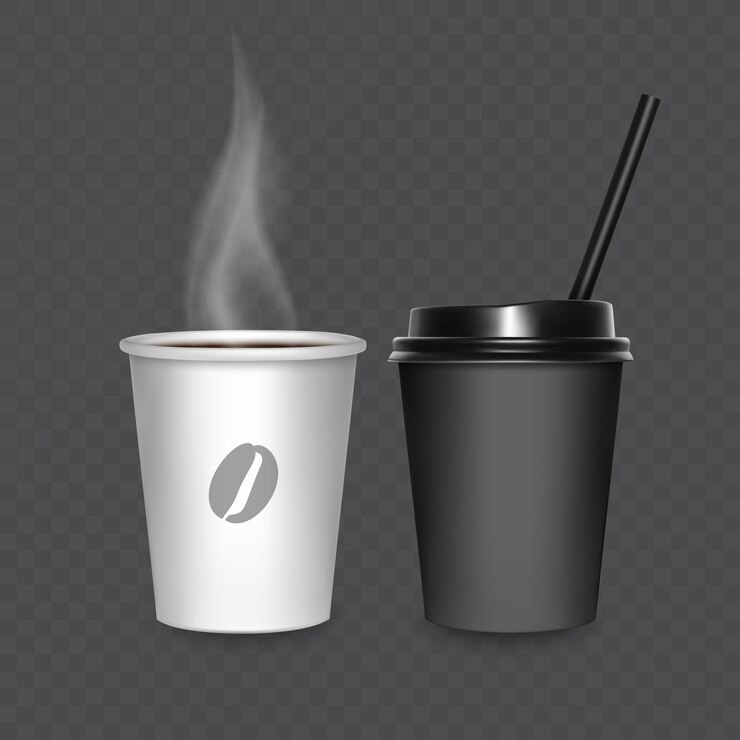 Vector coffee cups set paper white empty fast food take out coffee menu mugs paper cups