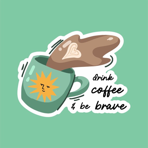 Vector coffee cute sticker design