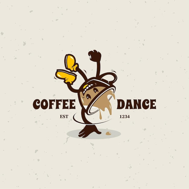 Coffee dance vector logo premium