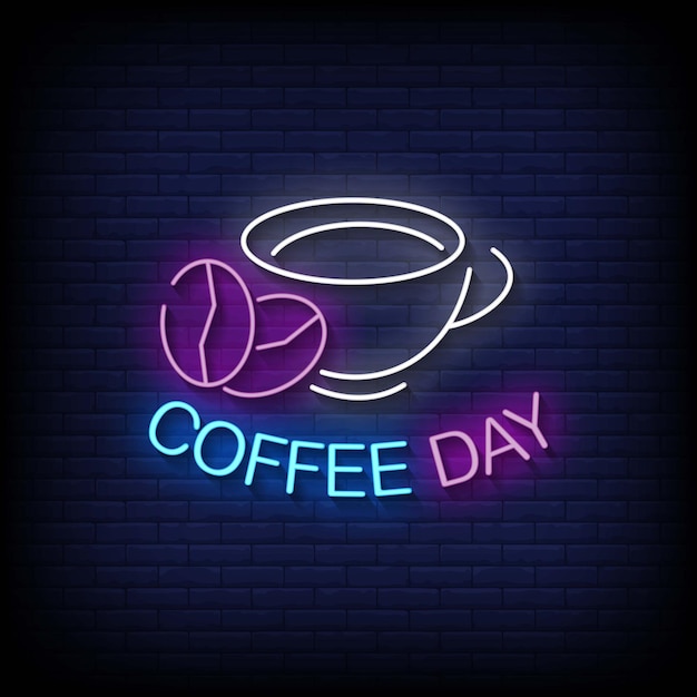 Coffee day neon signs style tekst vector