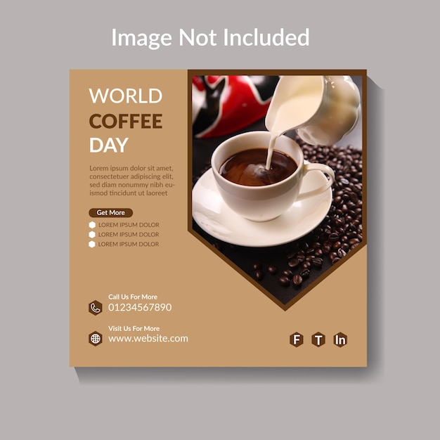 День кофе Пост в социальных сетях добавляет шаблон рекламного дизайна