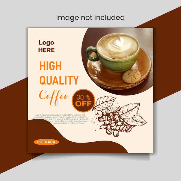 Coffee day social media post promotion banner ads and food restaurant square flyer or poster design