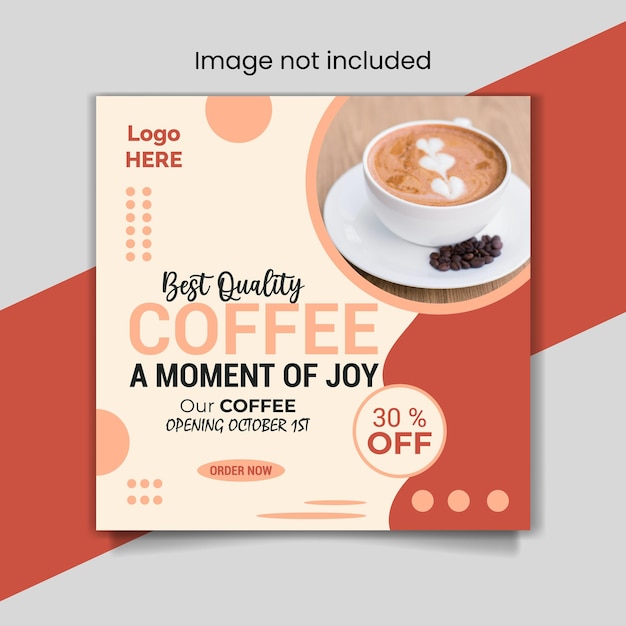 Coffee day social media post promotion banner ads and food restaurant square flyer or poster design