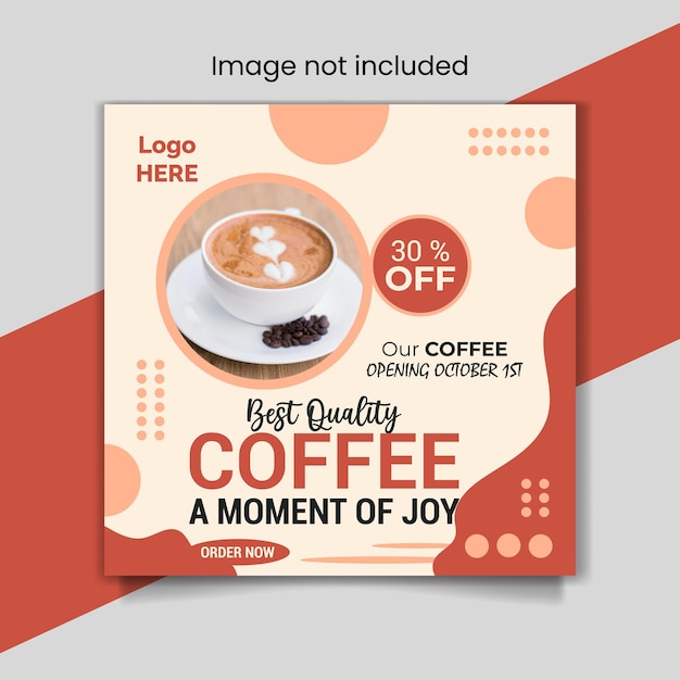 Coffee day social media post promotion banner ads and food restaurant square flyer or poster design