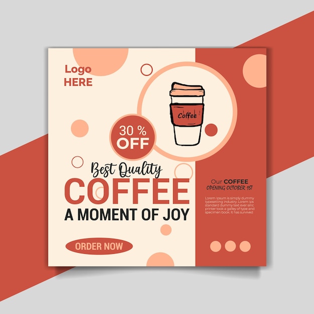 Coffee day social media post promotion banner ads and food restaurant square flyer or poster design