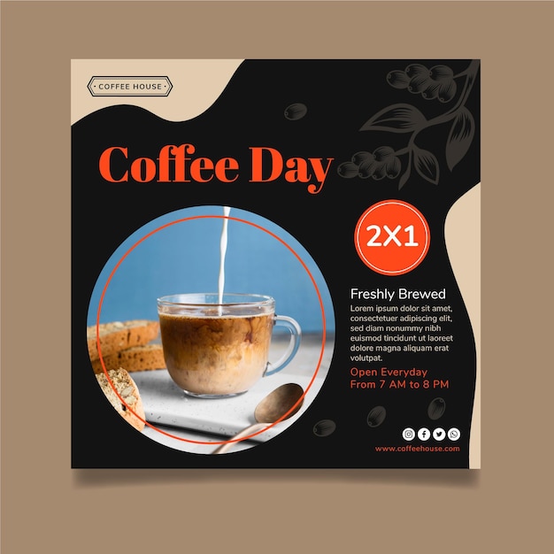 Coffee day squared flyer template