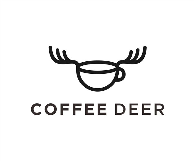 coffee deer logo design vector illustration