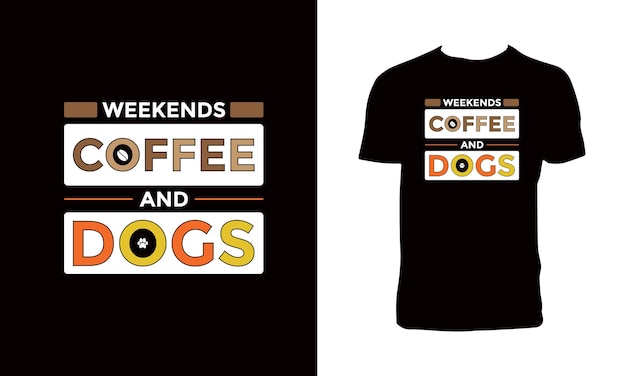 Design della maglietta per caffè e cani
