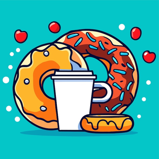 Coffee and donuts vector illustration of coffee and donuts