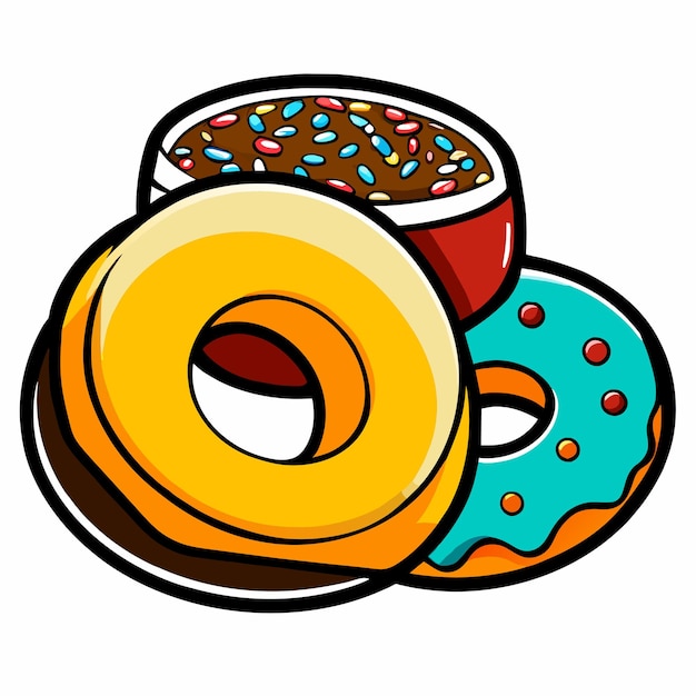Vector coffee and donuts vector illustration of coffee and donuts