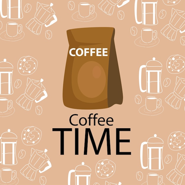 Coffee Doodle Background is geschikt voor het decor van uw coffeeshopmuur