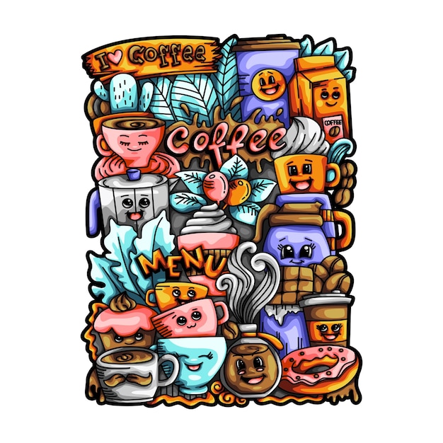 Coffee Doodle Vector Illustration