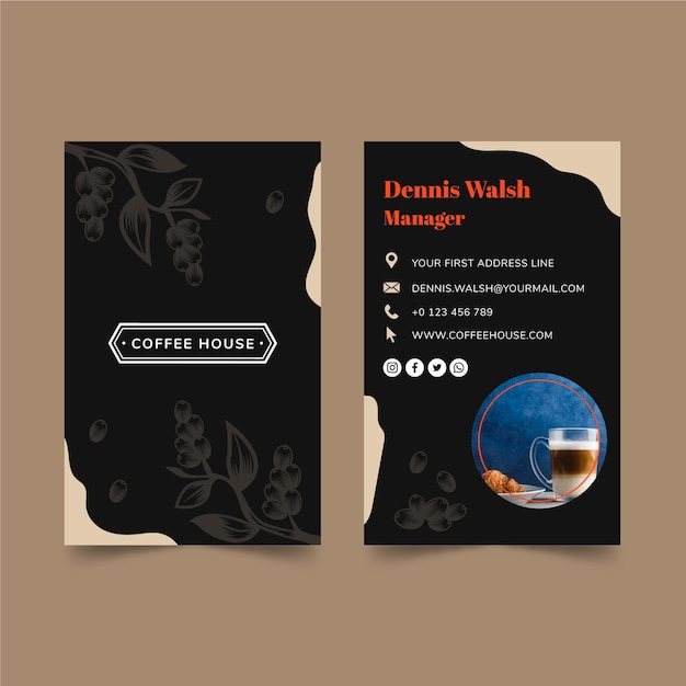 Vector coffee double-sided business card