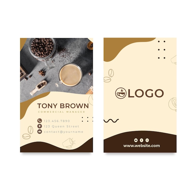 Vector coffee double-sided business card