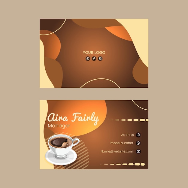 Coffee double-sided horizontal business card