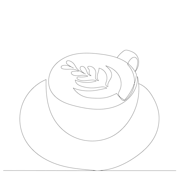 Coffee drawing by one continuous line vector