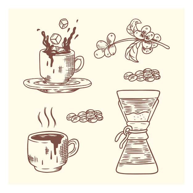 Vector coffee drawing collection