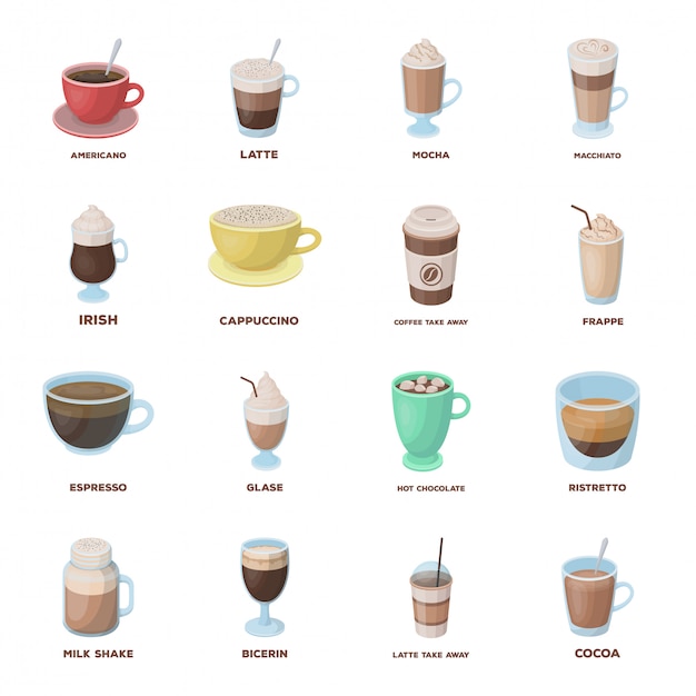 Vector coffee of drink  cartoon set icon. isolated cartoon set cafe and restaurant.   coffee of drink  .