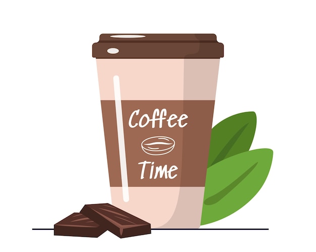 Vector coffee drink in a paper cup isolated vector illustration