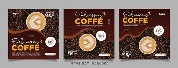 Vector coffee drink promotion social media instagram post banner template