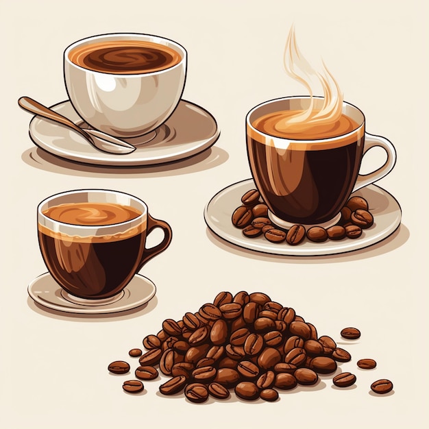 Vector coffee drink vector illustration cafe cup beverage espresso design cappuccino background