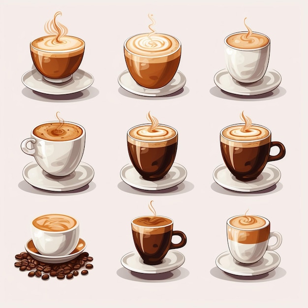 Вектор Кофейный напиток векторная иллюстрация кафе чашка напиток эспрессо дизайн капучино фон
